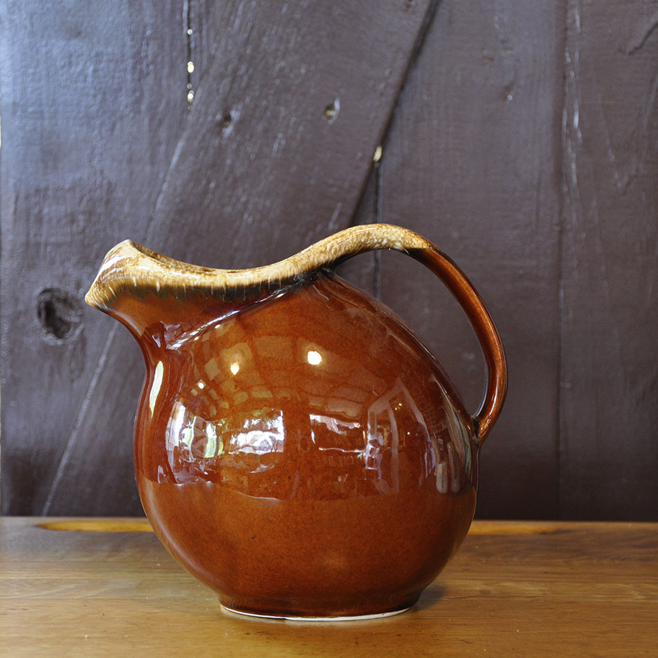 VINTAGE Brown Drip Glaze Handmade Pottery Water/Oil Etc. Pouring Pitcher