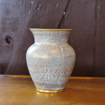 Stangl Vintage Aqua Blue Vase with Brushed Metallic Gold