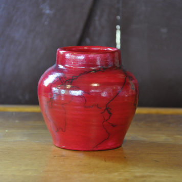 Turn & Burn Pottery Small Red Horsehair Vase
