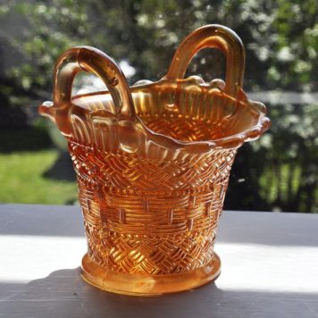 Fenton Glass double handed basket weave dish