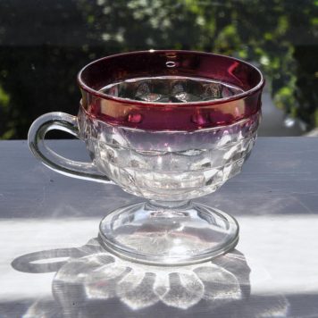 Indiana Ruby Red Diamond Point Footed Punch Cup
