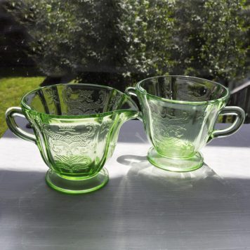 Jeannette Glass Madrid Uranium Creamer - Sugar