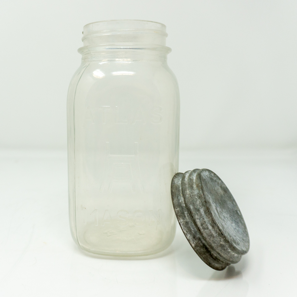 Three Atlas antique zinc canning jar popular lids