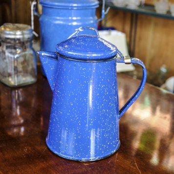Blue Enamelware Coffee Pot