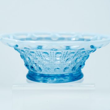 Fenton Blue Iridescent Moonstone with Lattice Weave on Top at Bowditch Antiques and Collectibles