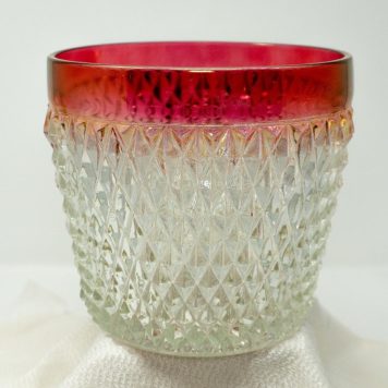 Indiana Glass Ruby Red Diamond Point Ice Bucket
