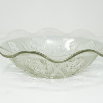 Jeannette Glass Fluted Iris and Herringbone Bowl