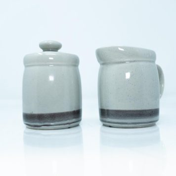 1414 McCoy Creamer and Lidded Sugar in Grey and Beige